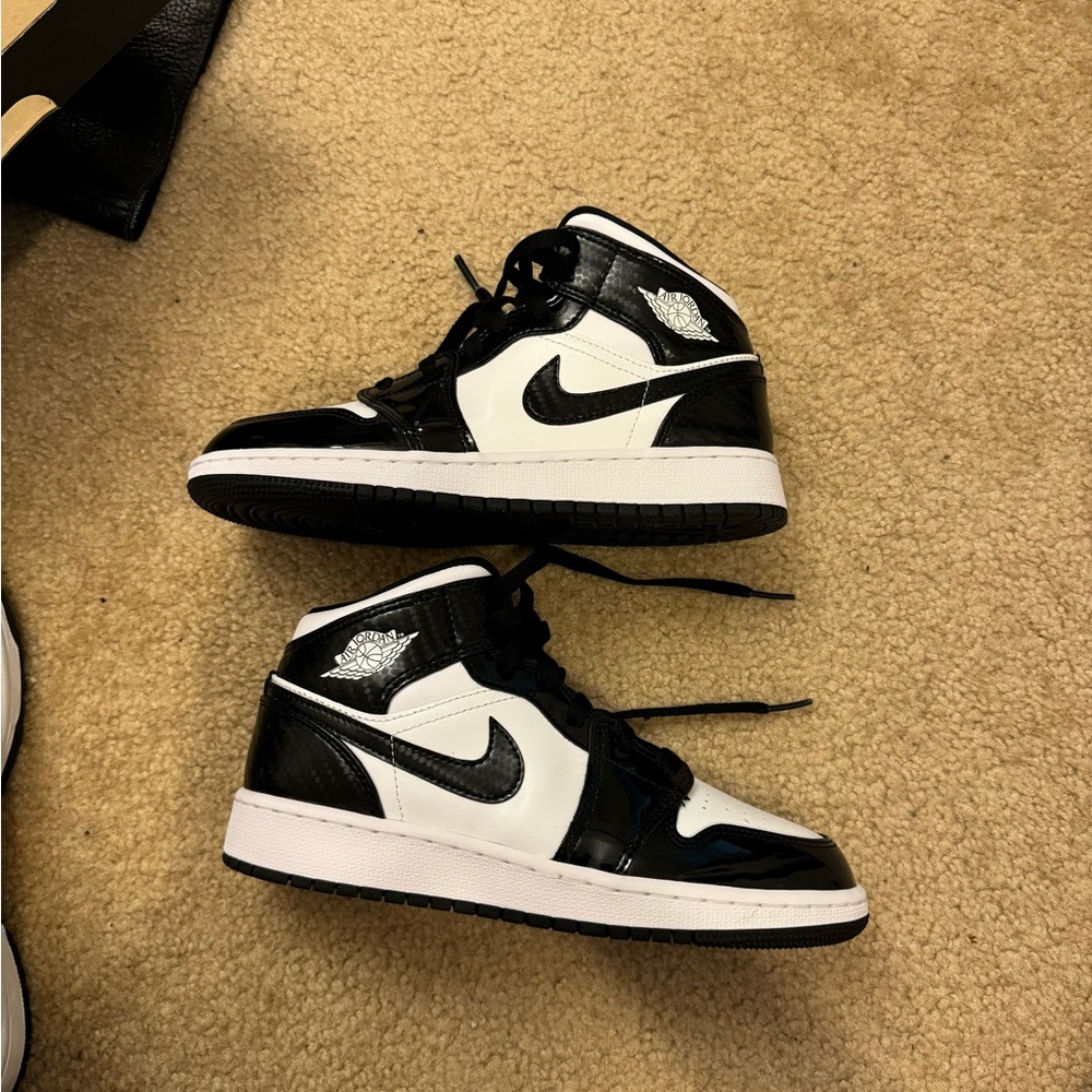 Brand new white and black patent leather jordan 1 size GS 5Y or 6.5W